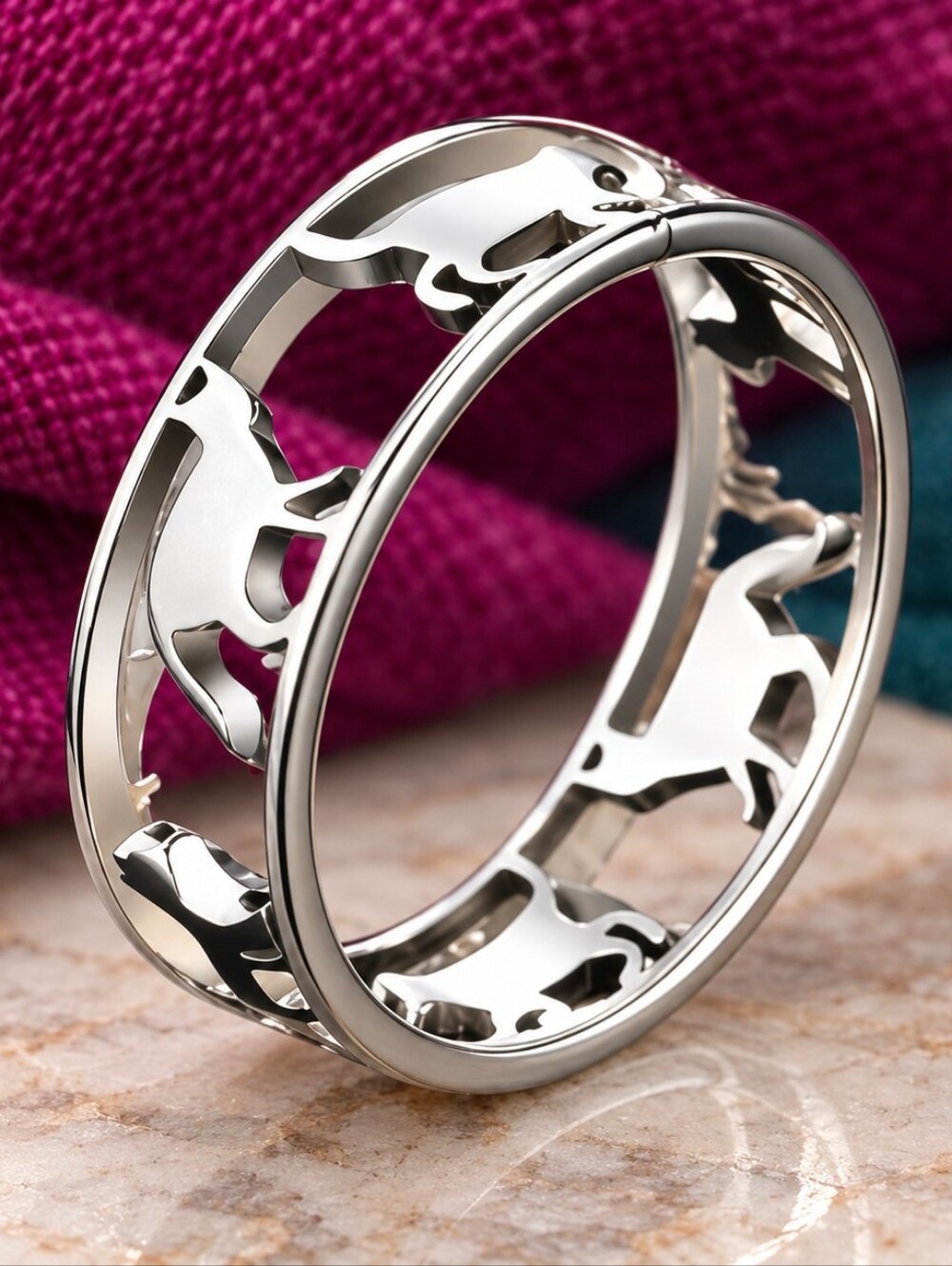 MODCLOTH SILVER ALLOY CATS RING(1) SZ 8